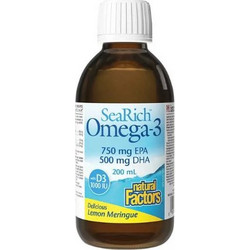 Natural Factors SeaRich Omega-3 Lemon Meringue Ιχθυέλαιο 200ml