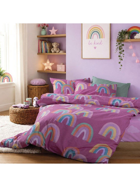 Nef-Nef Rainbow Mood Σετ Παιδική Παπλωματοθήκη Μονή Βαμβακερή 160x240 Μωβ