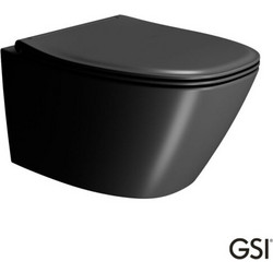 GSI Modo+/54 Swirlflush Λεκάνη Τουαλέτας Κρεμαστή χωρίς Καζανάκι με Κάλυμμα Slim Soft Close Μαύρη 841500SC-401