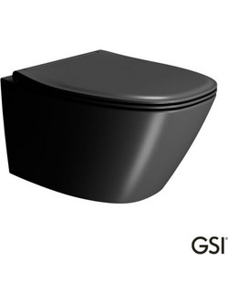 GSI Modo+/54 Swirlflush Λεκάνη Τουαλέτας Κρεμαστή χωρίς Καζανάκι με Κάλυμμα Slim Soft Close Μαύρη 841500SC-401