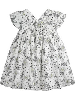 Dpam Black Pattern Παιδικό Φόρεμα Floral Άσπρο Μαύρο ZAFOROB3
