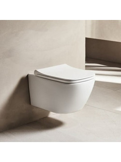 Tema Rim Off Λεκάνη Τουαλέτας Κρεμαστή Rimless χωρίς Καζανάκι με Κάλυμμα Slim Soft Close & Μπιντέ Λευκή FRE5610SB