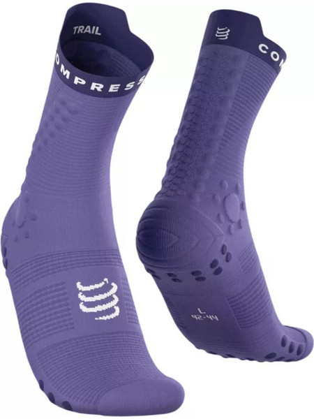 Compressport V4.0 Trail Ανδρικές Κάλτσες Ψηλές με Σχέδια Μωβ XU00048B-3162