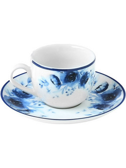 Estia Blue Rose Φλιτζάνι Ελληνικού Καφέ & Τσαγιού Πορσελάνης Λευκό Μπλε 100ml 07-16142