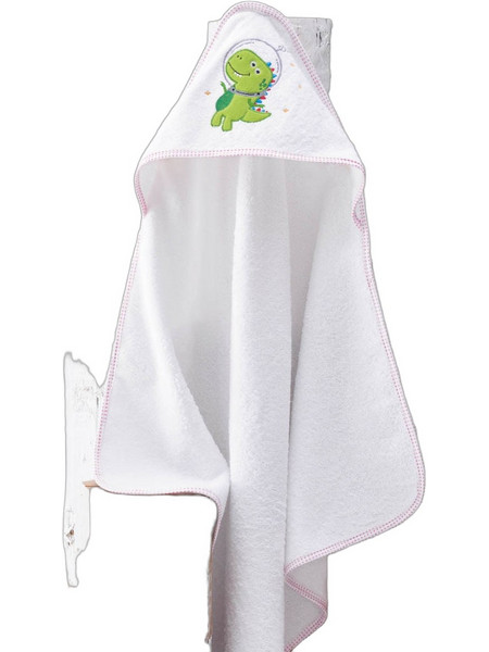 Rythmos Astronaut Dino Βρεφικό Μπουρνούζι Κάπα Λευκό Ροζ 75x75cm