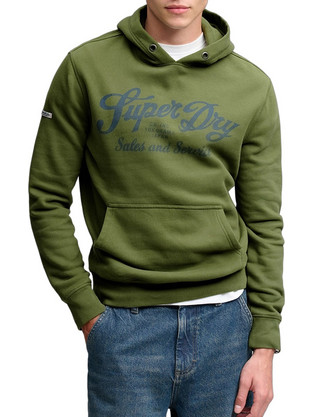 Superdry Vintage D1 Ανδρικό Αθλητικό Φούτερ με Κουκούλα Χακί M2014566A-M9O