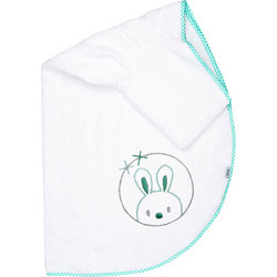 BunnyBebe Λαγουδάκι Βρεφικό Μπουρνούζι Κάπα Λευκό Τιρκουάζ