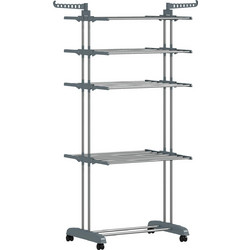 HOMCOM Airer on Wheels 850-390V00GY Πτυσσόμενη Κάθετη Απλώστρα Ρούχων Δαπέδου 73x64x172cm