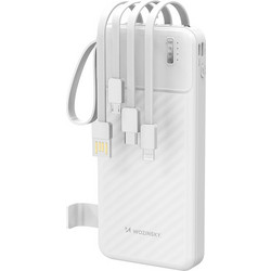Wozinsky W11 Power Bank 10000mAh 10W με Ενσωματωμένα Καλώδια USB-C & Lightning White