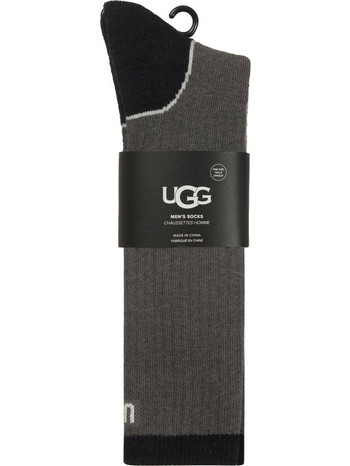 UGG Lockhart Μάλλινες Ανδρικές Κάλτσες Ψηλές με Σχέδια Ανθρακί 1158870-CRCLT