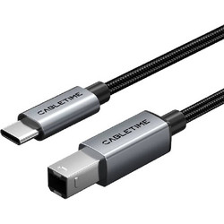 Cabletime CT-CMBM1 Καλώδιο Braided USB-B Male 2.0 to USB-C Male 2m Black CT-CMBM1-AG2