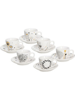 Tognana Iris Goldy Σετ Φλιτζάνια Espresso & Ελληνικού Καφέ Πορσελάνης Πολύχρωμα 80ml 6τμχ 5670337