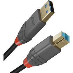 Lindy 36740 Καλώδιο USB-A Male 3.0 to USB-B Male 0.5m Black