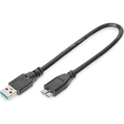 Digitus AK-300117-003-S Καλώδιο USB-A Male 3.2 to USB-B Micro Male 0.25m Black