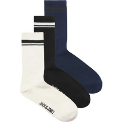 Jack & Jones Ανδρικές Κάλτσες Ψηλές Μαύρες Λευκές Navy Μπλε 3Pack 12305879