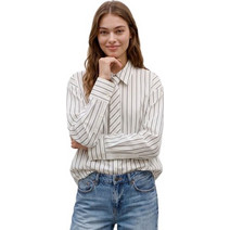 Vero Moda Μακρυμάνικο Γυναικείο Πουκάμισο Πολυεστέρα Ριγέ Λευκό 10351721
