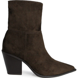 Corina Γυναικεία Μποτάκια Cowgirl Suede Σοκολατί με Χοντρό Χαμηλό Τακούνι M6775