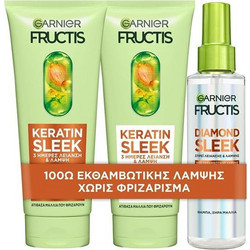 Garnier Fructis Keratin Sleek Σετ Θεραπείας Μαλλιών με Κερατίνη Σαμπουάν 200ml + Conditioner 200ml + Spray 150ml
