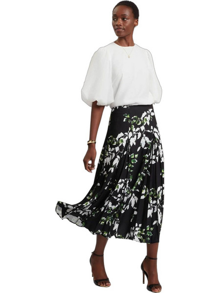 Ted Baker Μίντι Φούστα Υφασμάτινη Ψηλόμεση Floral Μαύρη 284848