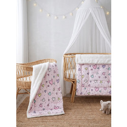 Rythmos Happy Hearts Βρεφικό Κουβερτοπάπλωμα Κούνιας 140x110cm Ροζ