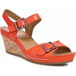 Clarks Καλοκαιρινές Γυναικείες Πλατφόρμες Χαμηλές Δερμάτινες Πορτοκαλί 20358066