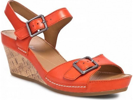 Clarks Καλοκαιρινές Γυναικείες Πλατφόρμες Χαμηλές Δερμάτινες Πορτοκαλί 20358066