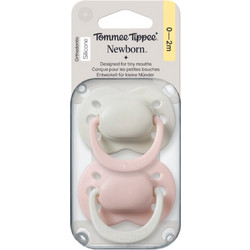 Tommee Tippee Newborn Girl Ορθοδοντικές Πιπίλες Σιλικόνης 0-2m Λευκή Ροζ 2τμχ