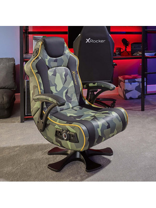 X Rocker Covert ops 2.1 Καρέκλα Gaming Δερματίνης με Ρυθμιζόμενα Μπράτσα Χακί AD-723Z37