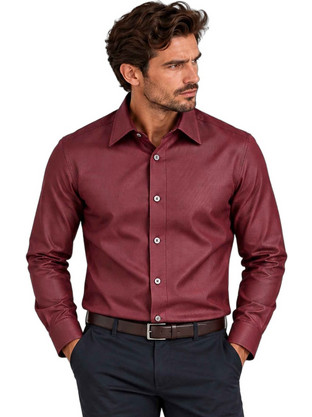 Hugo Boss Ανδρικό Πουκάμισο Βαμβακερό Μακρυμάνικο Slim Fit Μπορντό 50560628-641