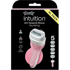 Wilkinson Sword Intuition Soap & Shave Nourishing Γυναικείο Ξυραφάκι με Ανταλλακτικές Κεφαλές με 4 Λεπίδες & Λιπαντική Ταινία 5τμχ