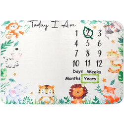 QueenMother Κουβέρτα Φωτογράφισης για Αγόρι Jungle Animals Λευκή