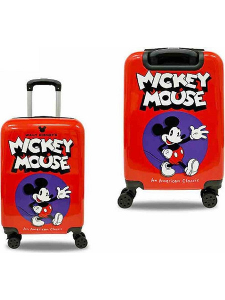 Mickey Mouse Ready To Ride Παιδική Βαλίτσα Καμπίνας 55x40x20cm με 4 Ρόδες Κόκκινη