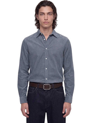 Jack & Jones Ανδρικό Πουκάμισο Κοτλέ Μακρυμάνικο Κανονική Γραμμή Overshirt Μπλε 12298525