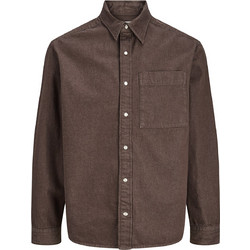 Jack & Jones Ανδρικό Πουκάμισο Τζιν Μακρυμάνικο Κανονική Γραμμή Καφέ 12300971