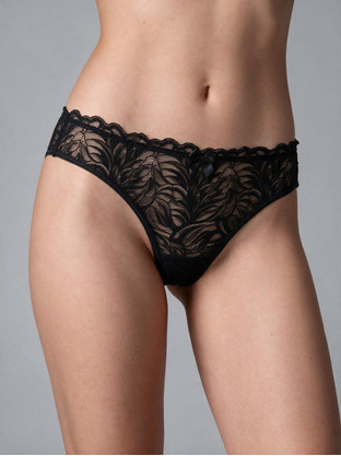 Milena By Paris Γυναικείο Sexy Slip με Δαντέλα Μαύρο 8555