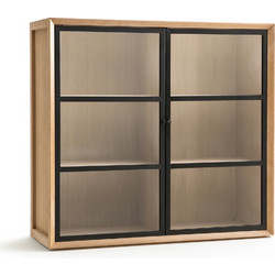 Βιτρίνα από καπλαμά ξύλου δρυ Μ50xΠ140xΥ120cm