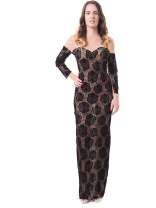 Manolo Maxi Βραδινό Φόρεμα Μαύρο 011797