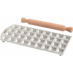 MARCATO Ιταλίας Φόρμα Design 36 θέσεων Ασημί για Ζυμαρικά Ravioli 31x13.3x1.5cm και Πλάστης