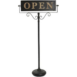 Διακοσμητική Ταμπέλα OPEN/CLOSE GAD124 Μαύρη 110x57,5x22cm Espiel Μέταλλο