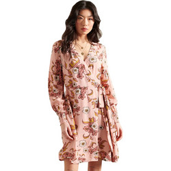 Superdry Mini Καθημερινό Φόρεμα Floral Κρουαζέ Ροζ W8010738A-5OE