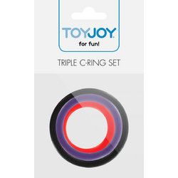 ToyJoy Triple Rings Multicolor Σετ Ελαστικά Δαχτυλίδια Πέους & Όρχεων Σιλικόνης Μαύρα 3τμχ