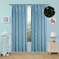 Beauty Home Παιδική Κουρτίνα Συσκότισης Φωσφοριζέ με Τρέσα 140x270 Art 6141 Blue