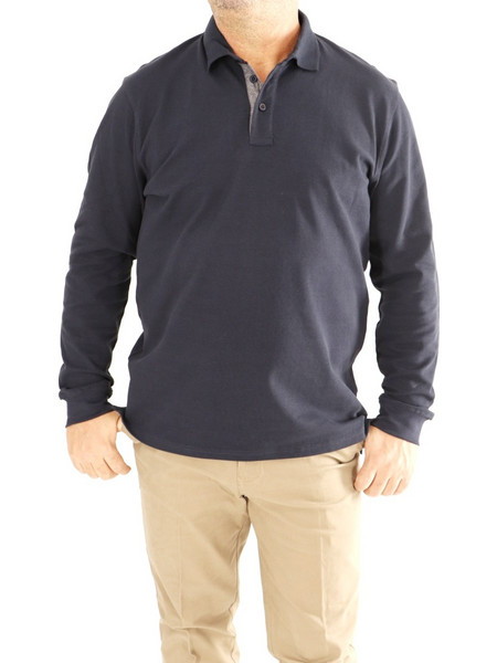 Ανδρική Μπλούζα Μακρυμάνικη Στυλ Polo GANDY BLUE NAVY G2222