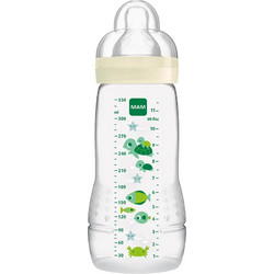 Mam Easy Active Πλαστικό Μπιμπερό με Θηλή Σιλικόνης 4m+ White Elephants 330ml