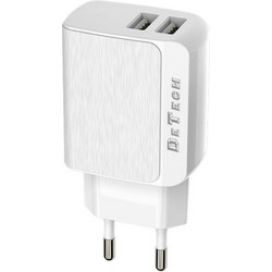Detech Φορτιστής Χωρίς Καλώδιο με 2 Θύρες USB-A White DE-09