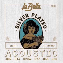 La Bella 700L Σετ 6 Χορδές Ακουστικής Κιθάρας Silver Plated Copper 9-50" Light Tension