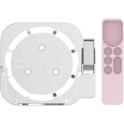 JV06T Set Top Box Bracket + Remote Control Protective Case Set for Apple TV(White + Pink) (OEM)