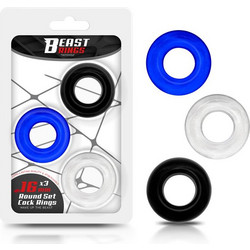 IntoYou Beast Rings Round Set Cock Rings Βlue Σετ Ελαστικά Δαχτυλίδια Πέους Σιλικόνης 1.6cm Μαύρα 3τμχ
