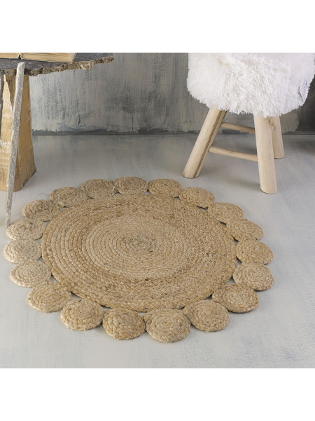 Rythmos Χαλί Στρογγυλό Καλοκαιρινό 120cm Rattan Flower