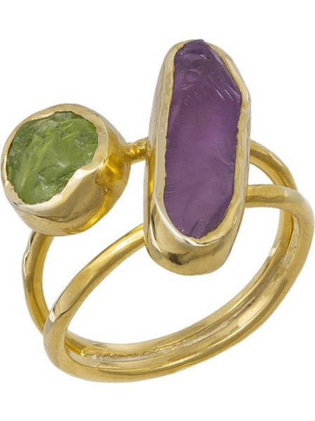 Επίχρυσο γυναικείο δαχτυλίδι 925 Amethyst and Peritod stones 042008 042008 Ασήμι